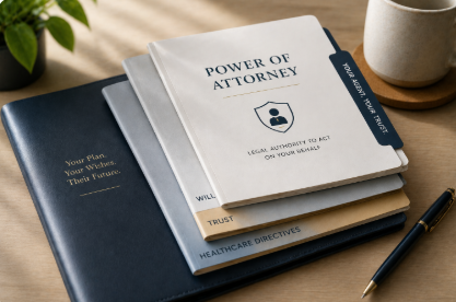 Abstract layered visual representing different types of power of attorney documents