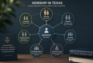 Fragmented document and pathway visual showing uncertainty after a death without a will
