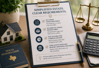 Real estate title transfer visual showing simplified probate process in Texas