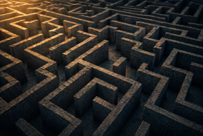 Abstract maze representing probate risk, fiduciary exposure, and estate complexity