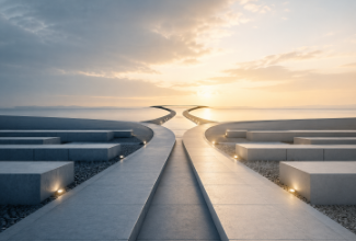 Abstract balanced pathways representing custody and parenting plan mediation in Texas