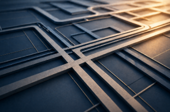 Clean geometric protection system representing assets, business interests, and marital property planning