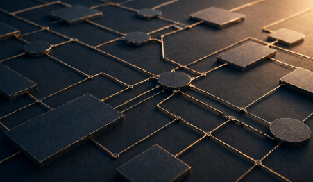 Blueprint inspired geometric system representing strategic trust structure and controlled wealth planning