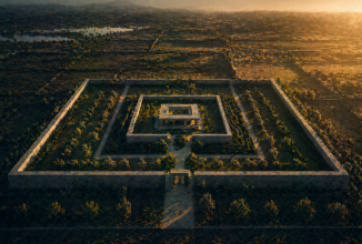 Closed balanced architectural system representing privacy, protection, and controlled wealth transfer