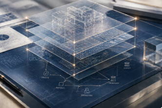 Blueprint-style layered planning diagram representing trusts entities and family wealth strategy