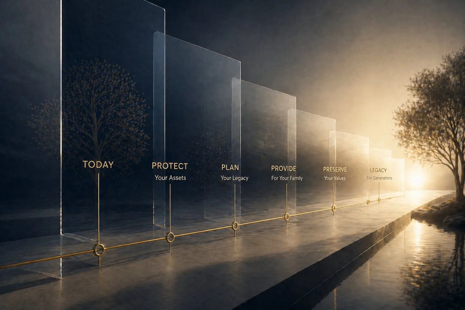 Legacy timeline representing generational estate planning and family continuity