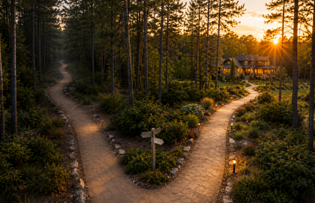 Couple planning future together in The Woodlands