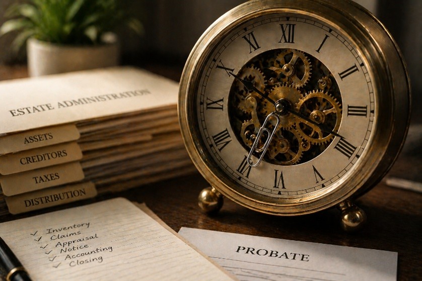 Executor reviewing probate paperwork
