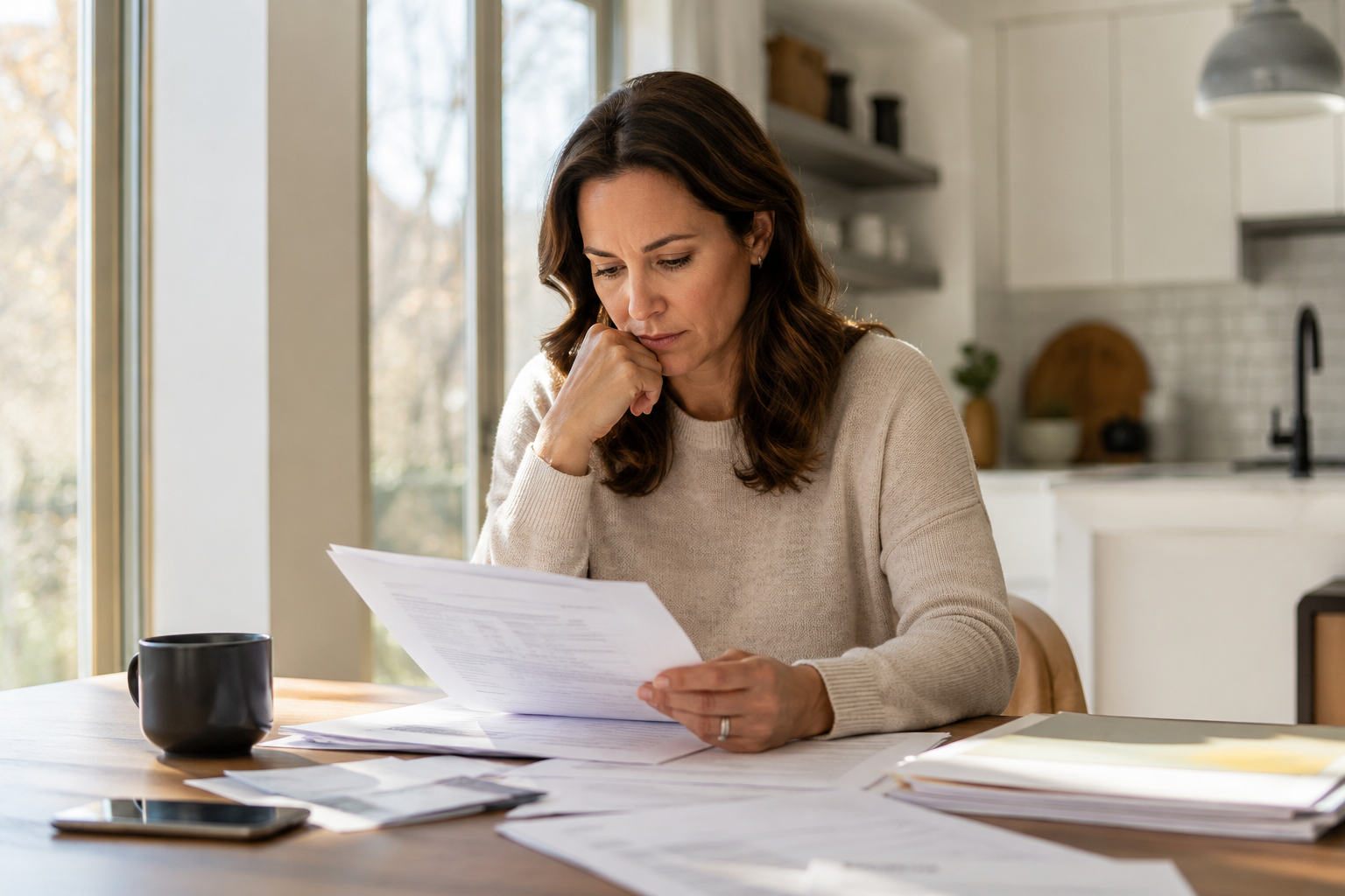 Parent reviewing divorce paperwork during a high-conflict divorce