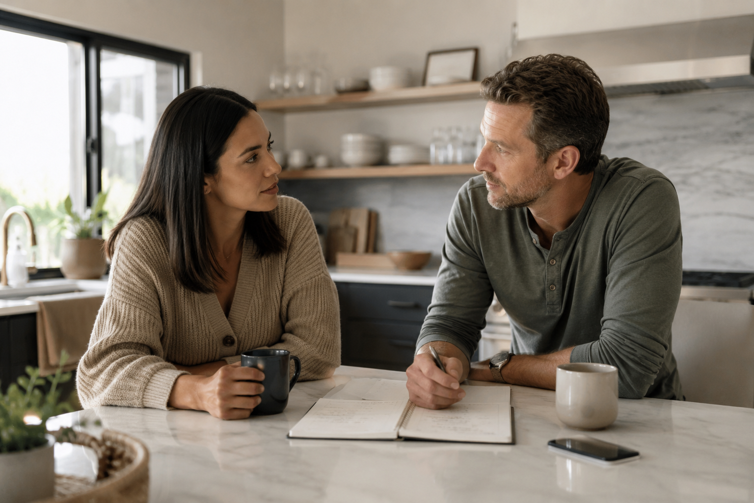 Married couple having a financial planning conversation