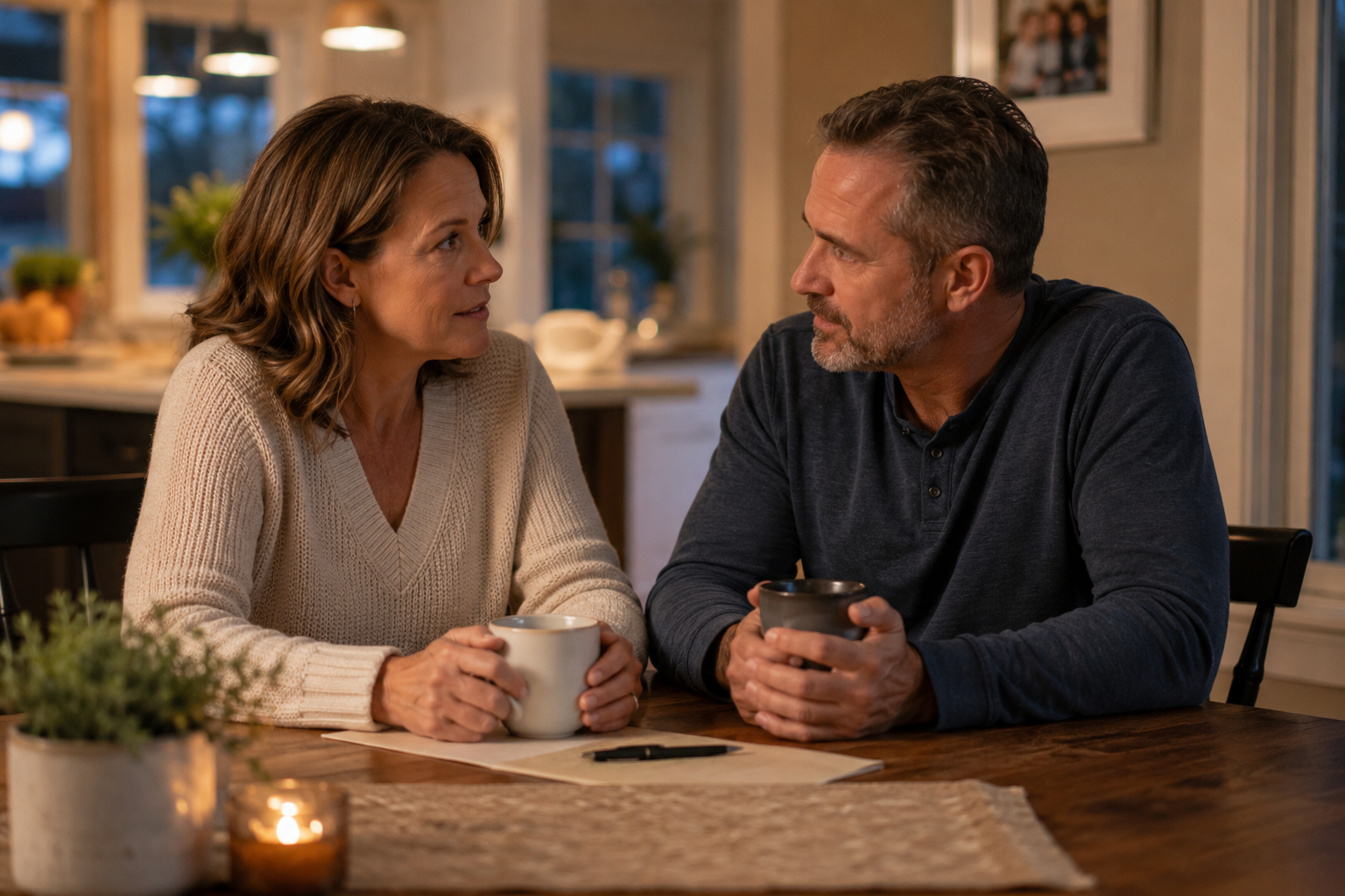 Blended family discussing inheritance concerns and estate planning