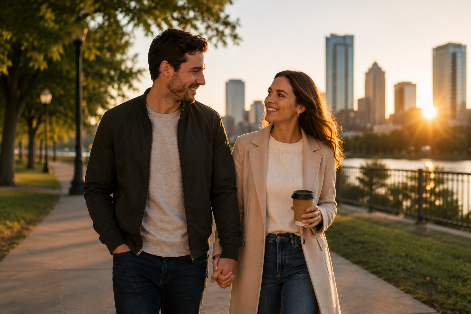Engaged couple moving forward with confidence after discussing financial planning before marriage