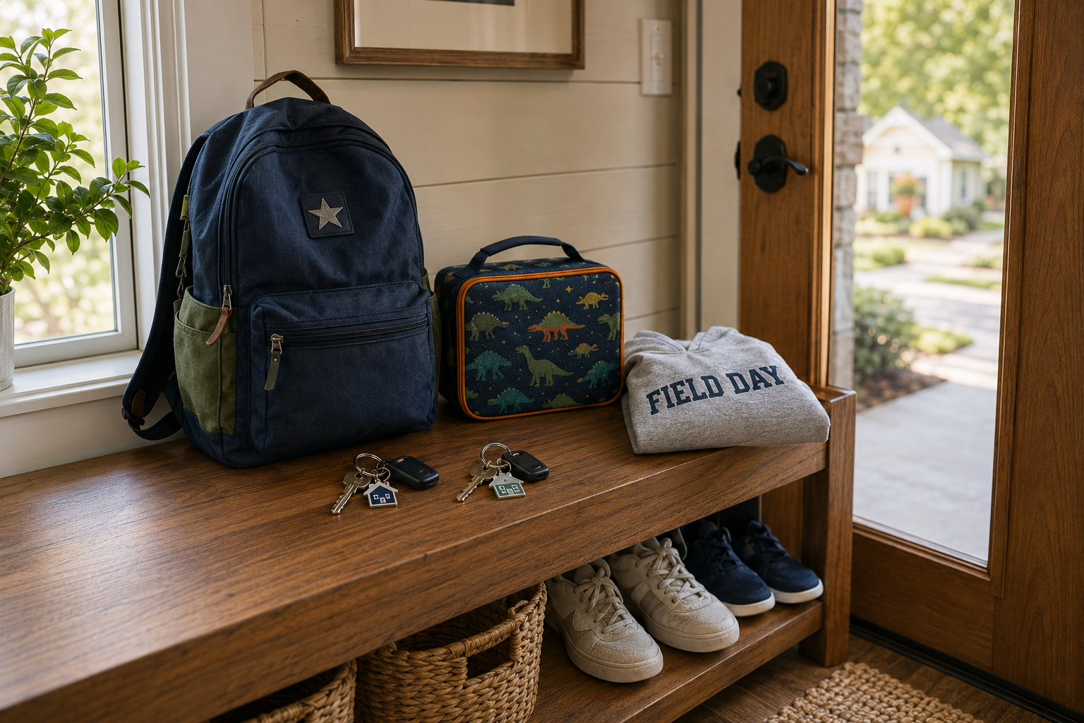Co-parents calmly coordinating school pickup and extracurricular schedules