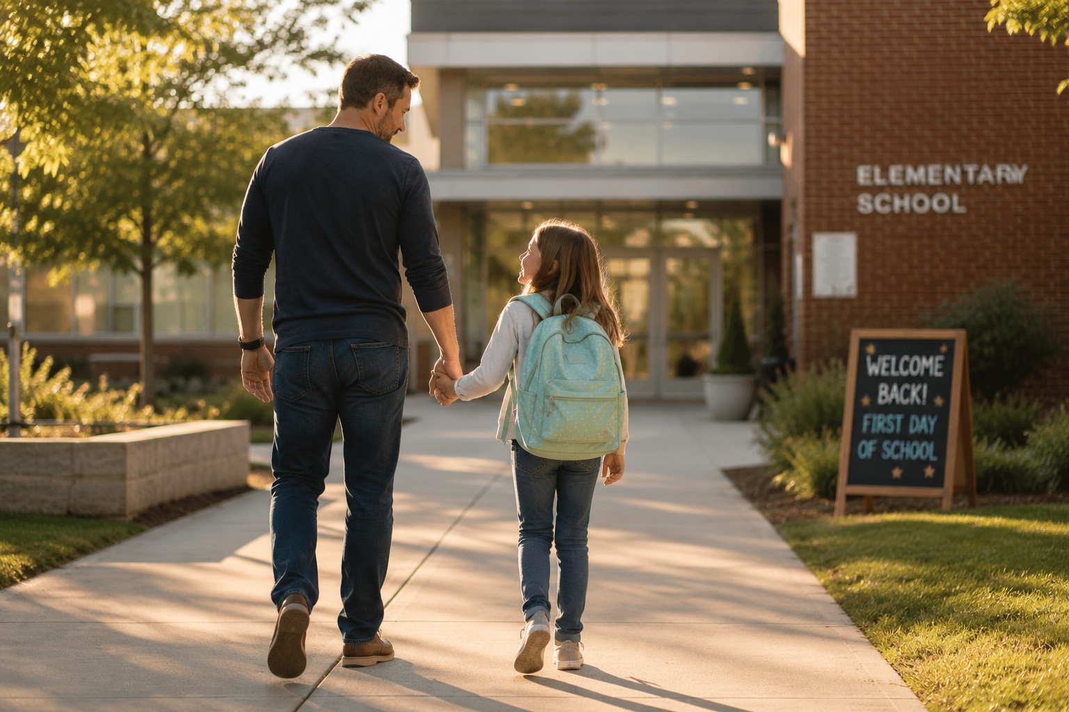 Father and children building a secure future together after divorce