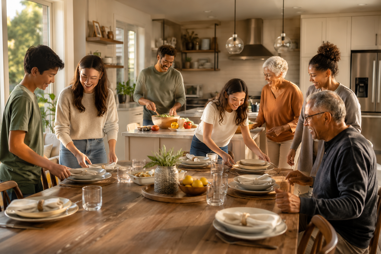 Blended family discussing inheritance and estate planning together