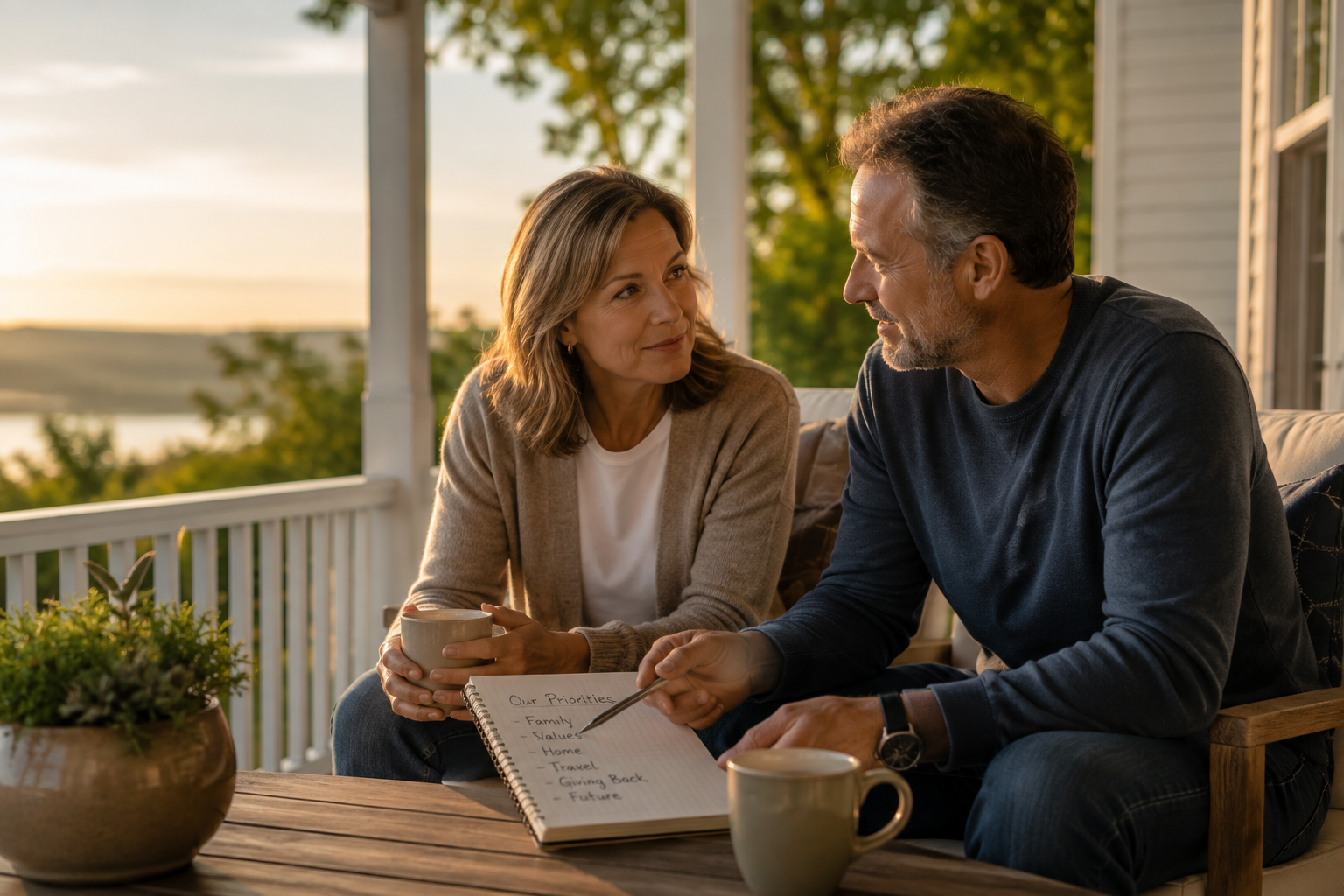 Spouses comparing inheritance priorities for children and stepchildren