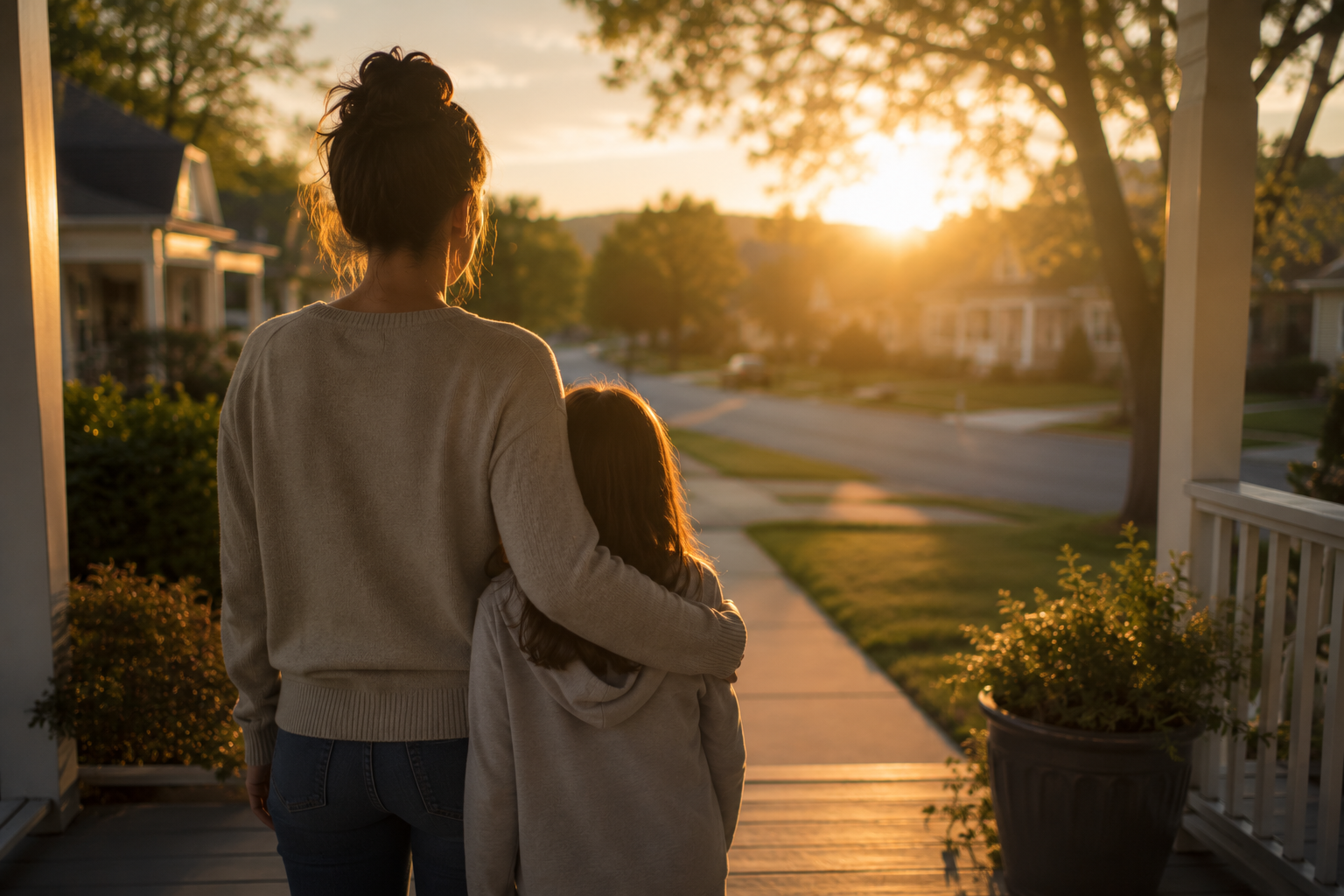 Woman receiving confidential guidance about safety, children and divorce options