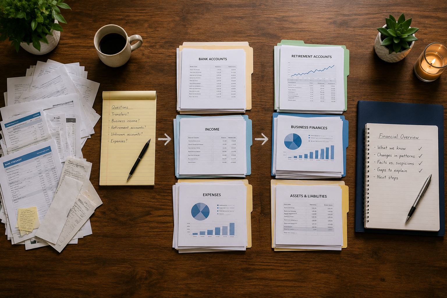Reviewing unexplained financial changes and transfers before divorce