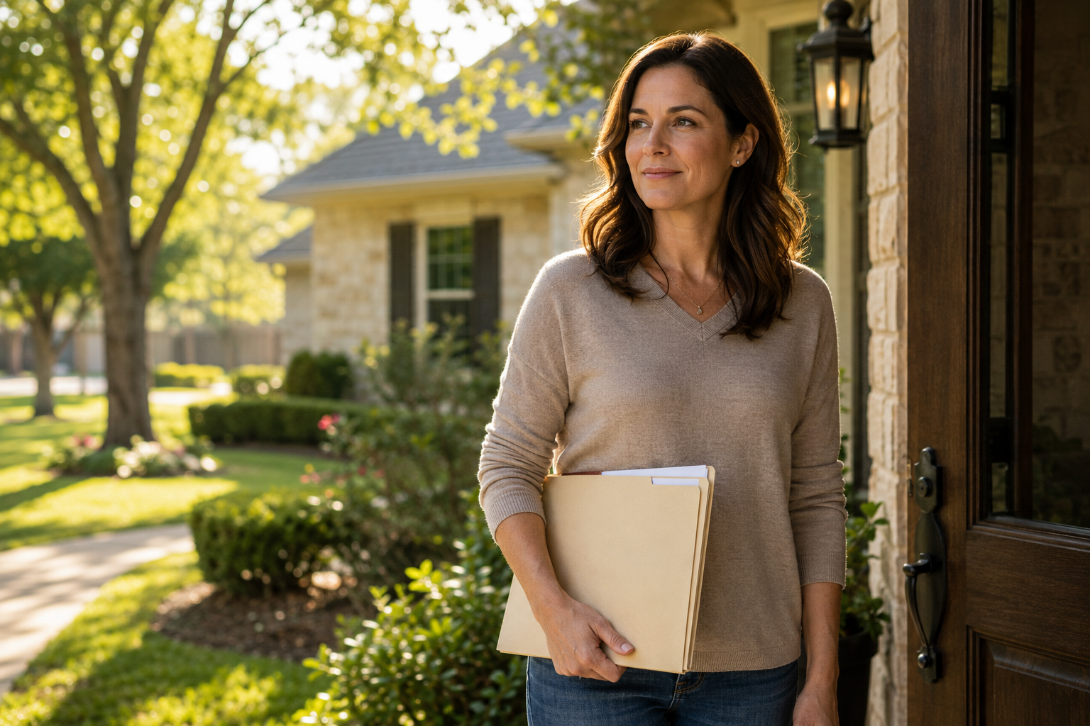 Adult daughter holding an organized estate folder after gaining clarity about the probate process