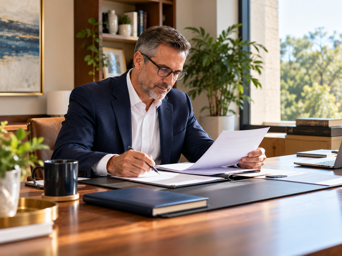 Professional reviewing financial documents